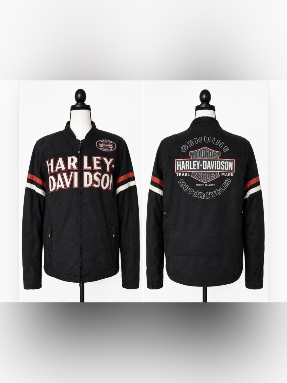 Harley Davidson Logo Graphic Jacket Double Zip Bikercore Spellout Y2K Gorpcore